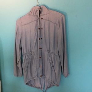 Tip up hooded denim jacket